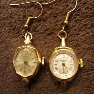 Mid century watch earings